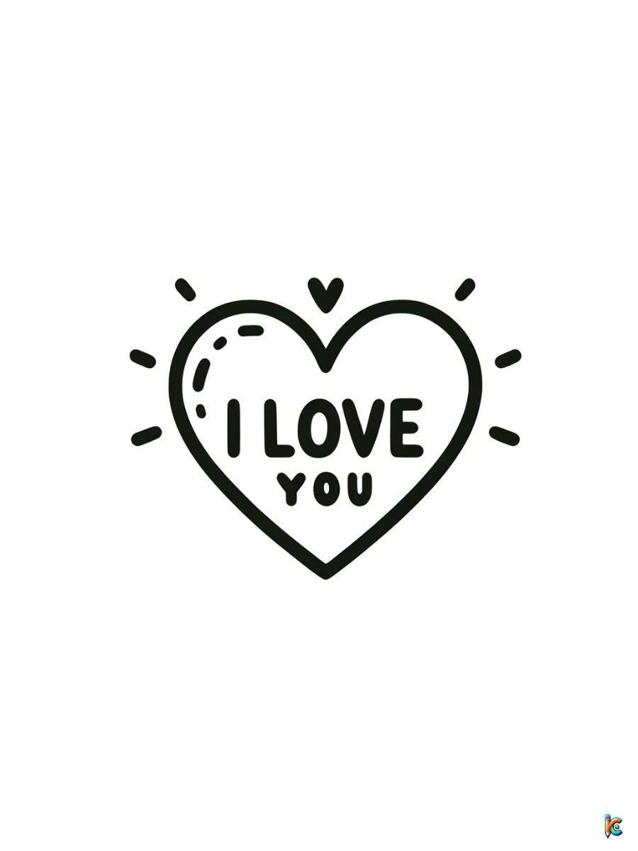 'I Love You' heart coloring page