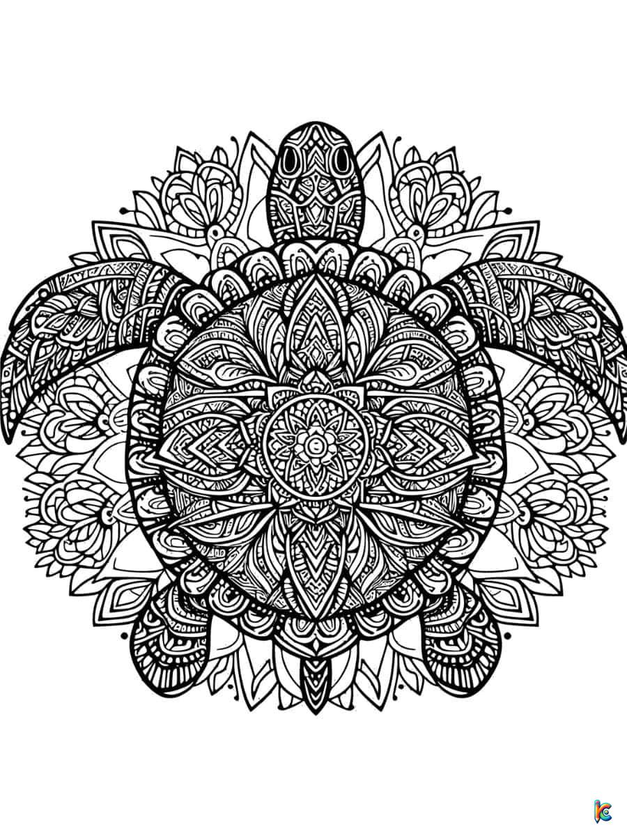 adult coloring pages mandala turtle