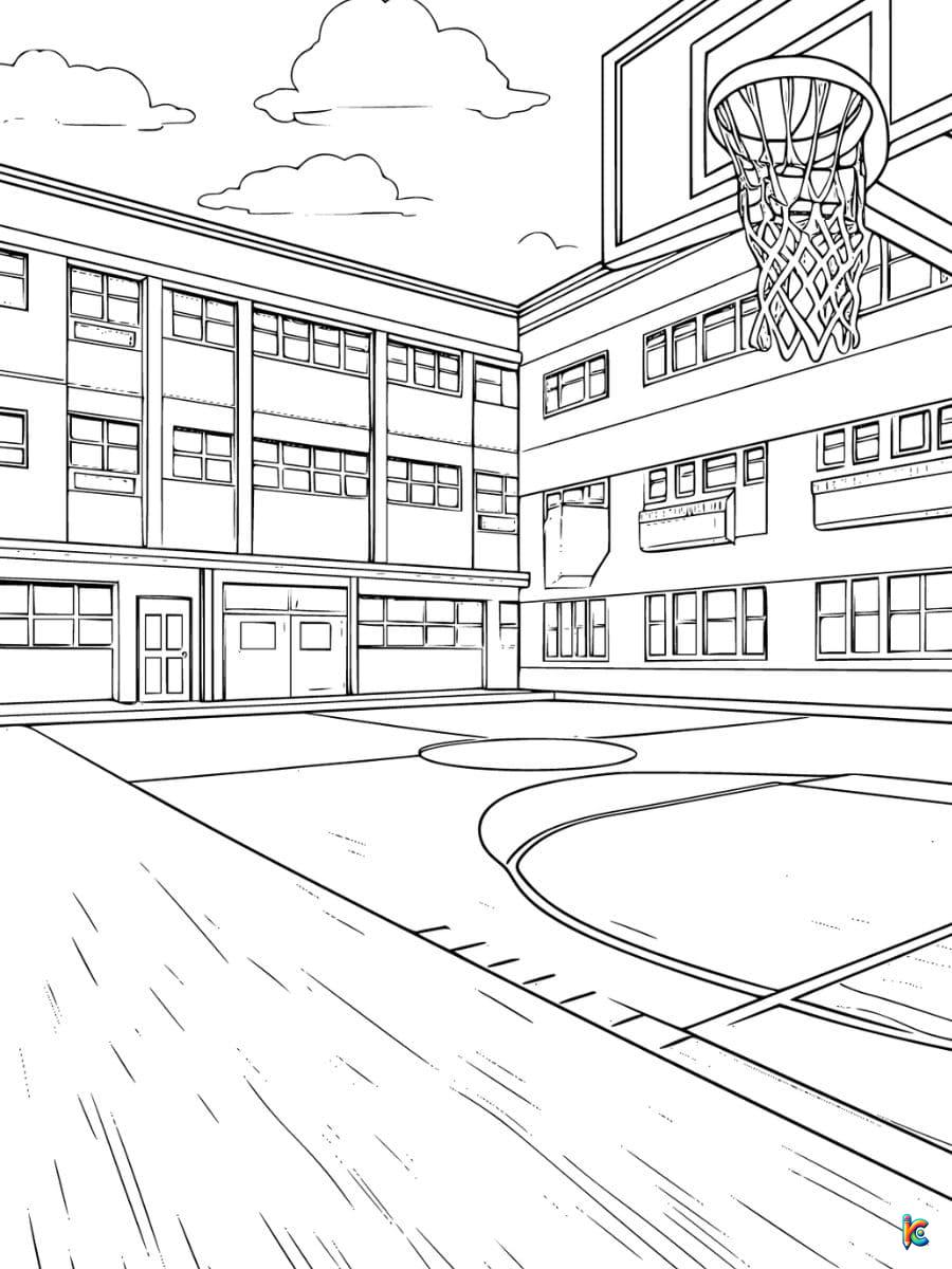 basketball court color pages