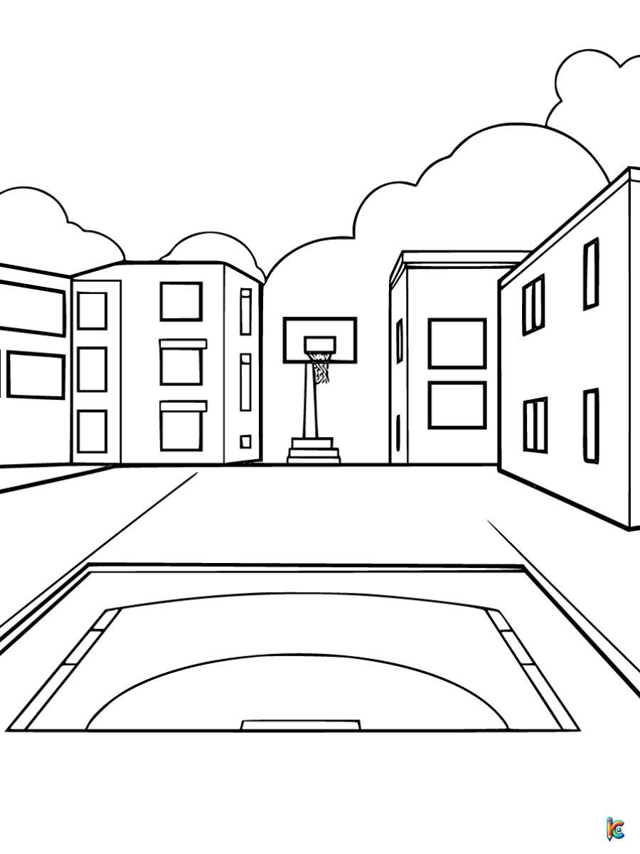 basketball court coloring pages