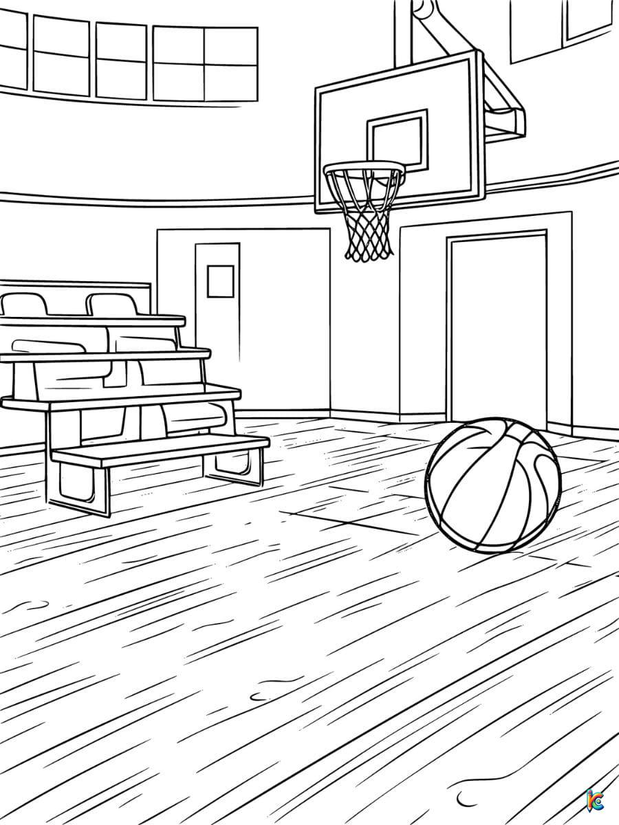 basketball court scene coloring pages