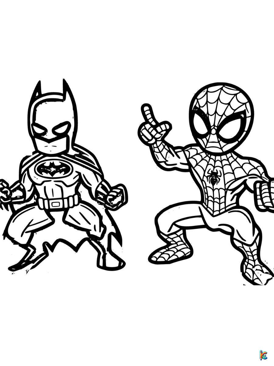batman and spiderman coloring page