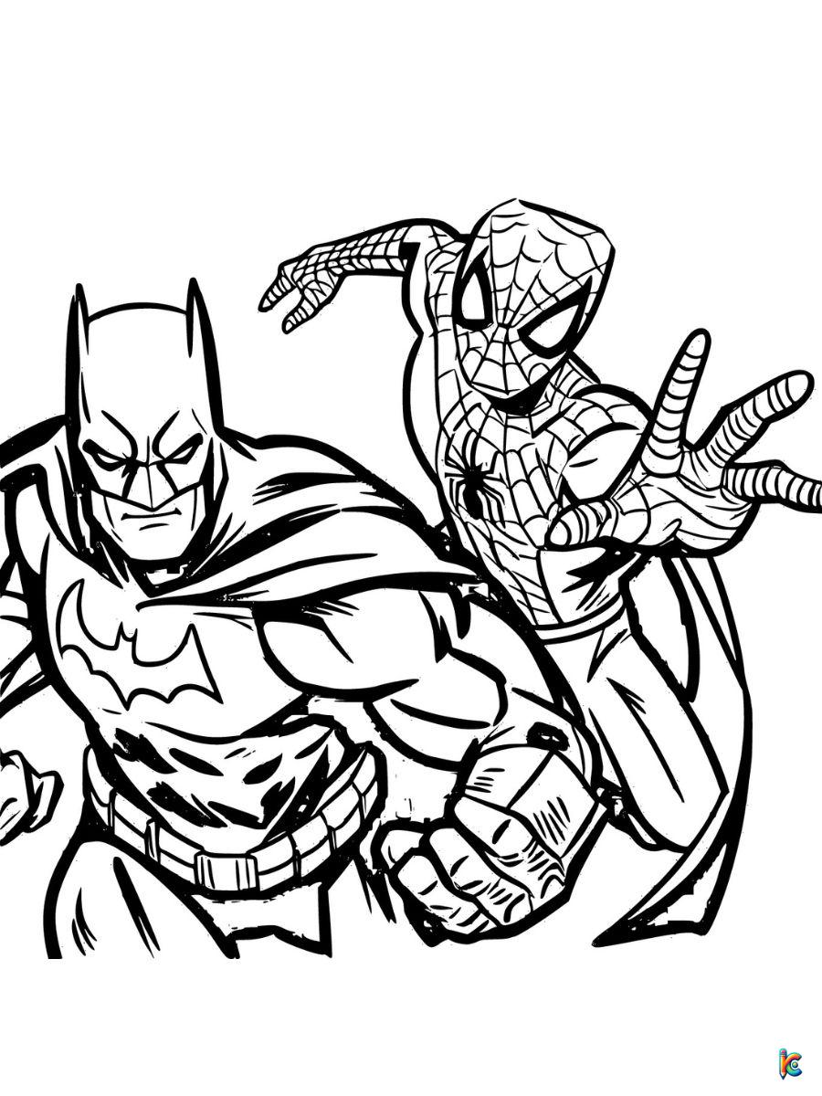 batman and spiderman coloring pages