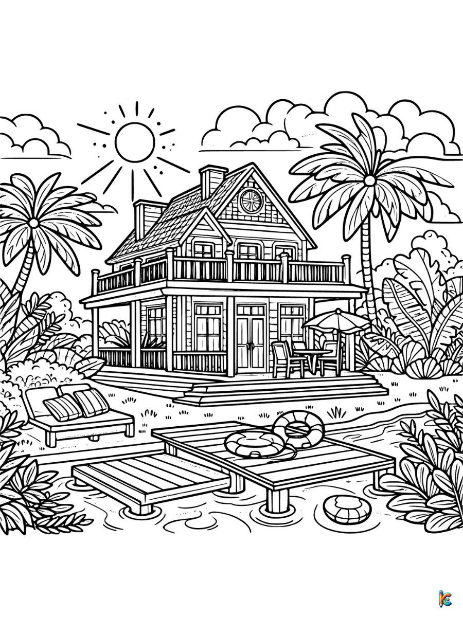 beach house coloring pages free
