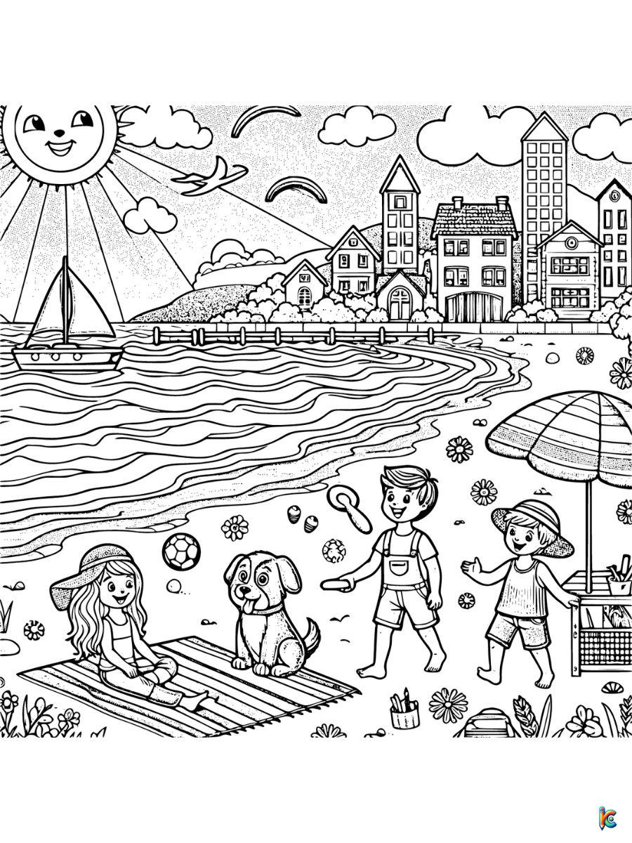 beach printable coloring pages
