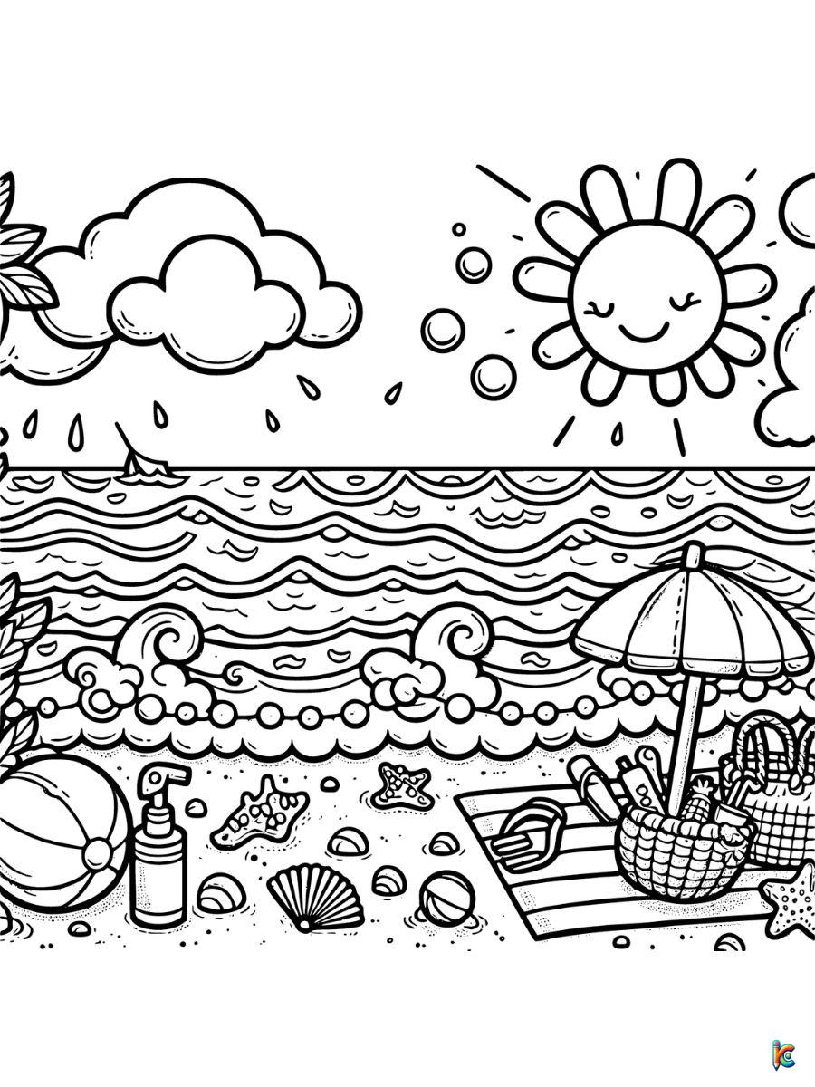 beach summer coloring pages
