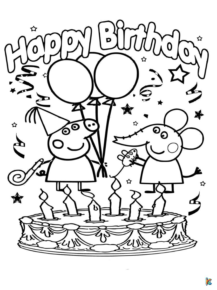 birthday peppa pig coloring pages