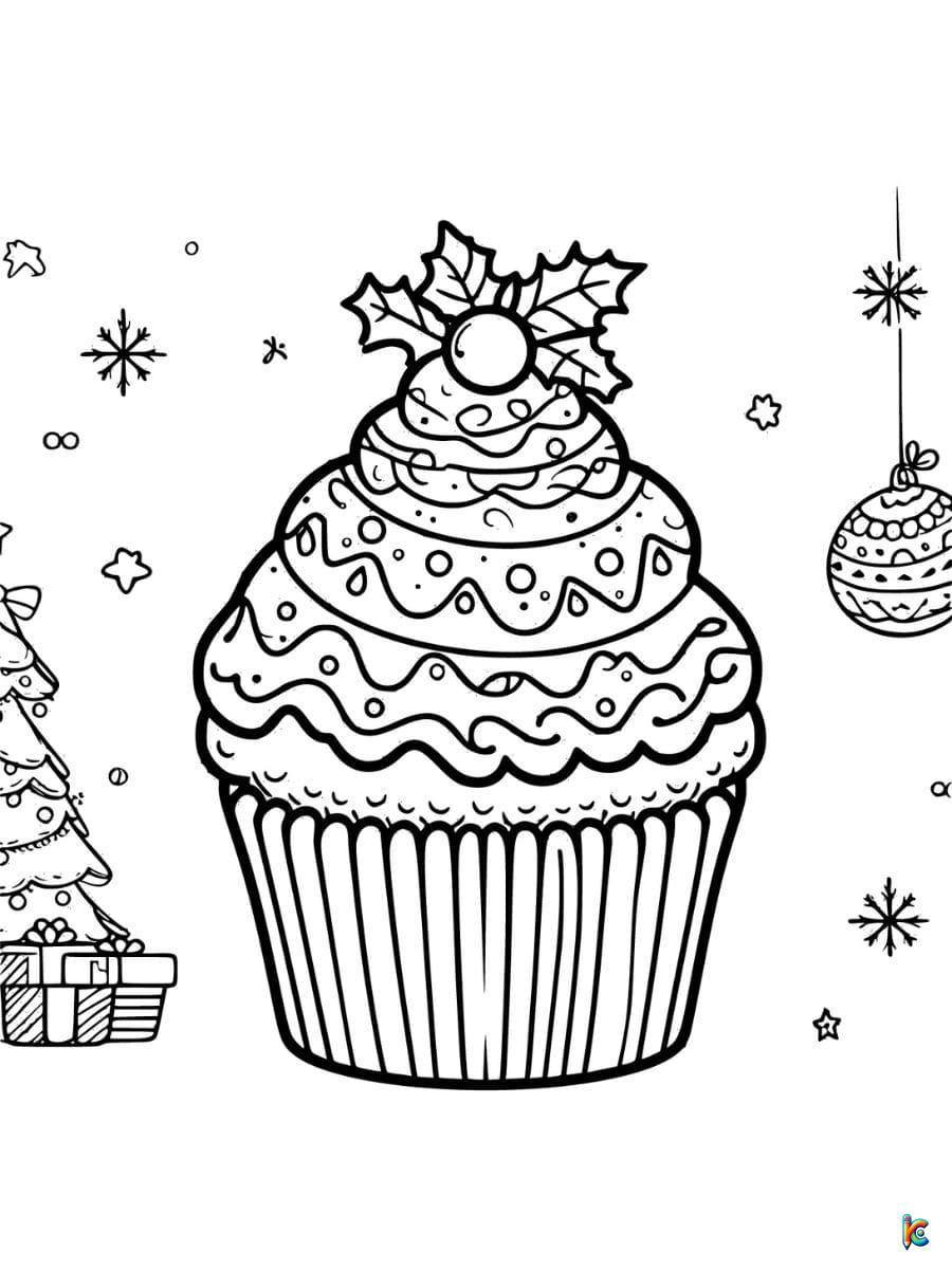 christmas cupcake coloring page