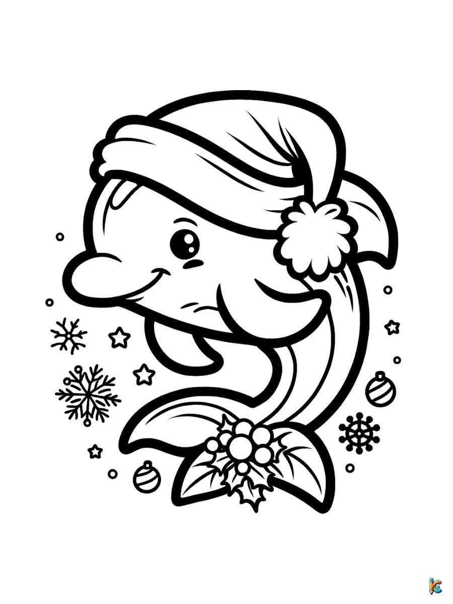 christmas dolphin coloring pages Free