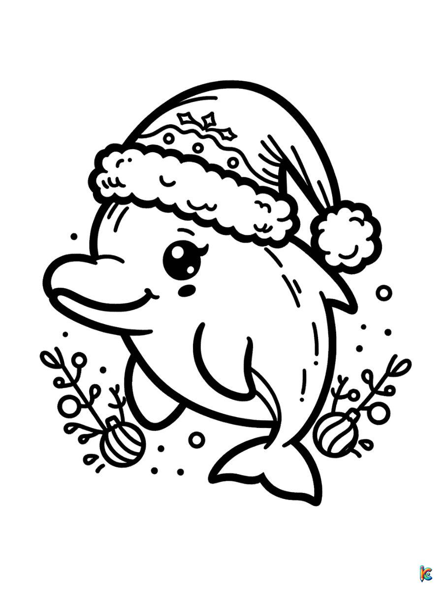 christmas dolphin coloring pages printable