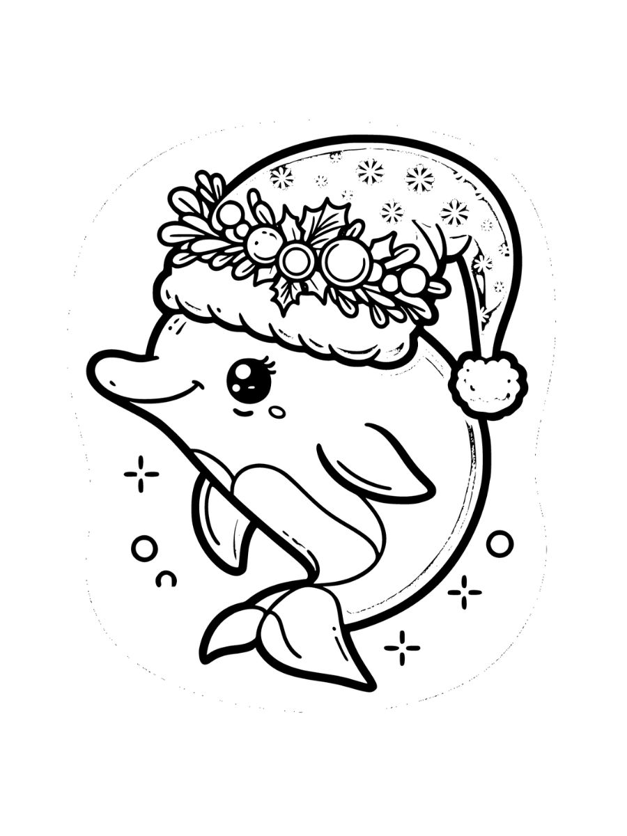 christmas dolphin coloring pages to print