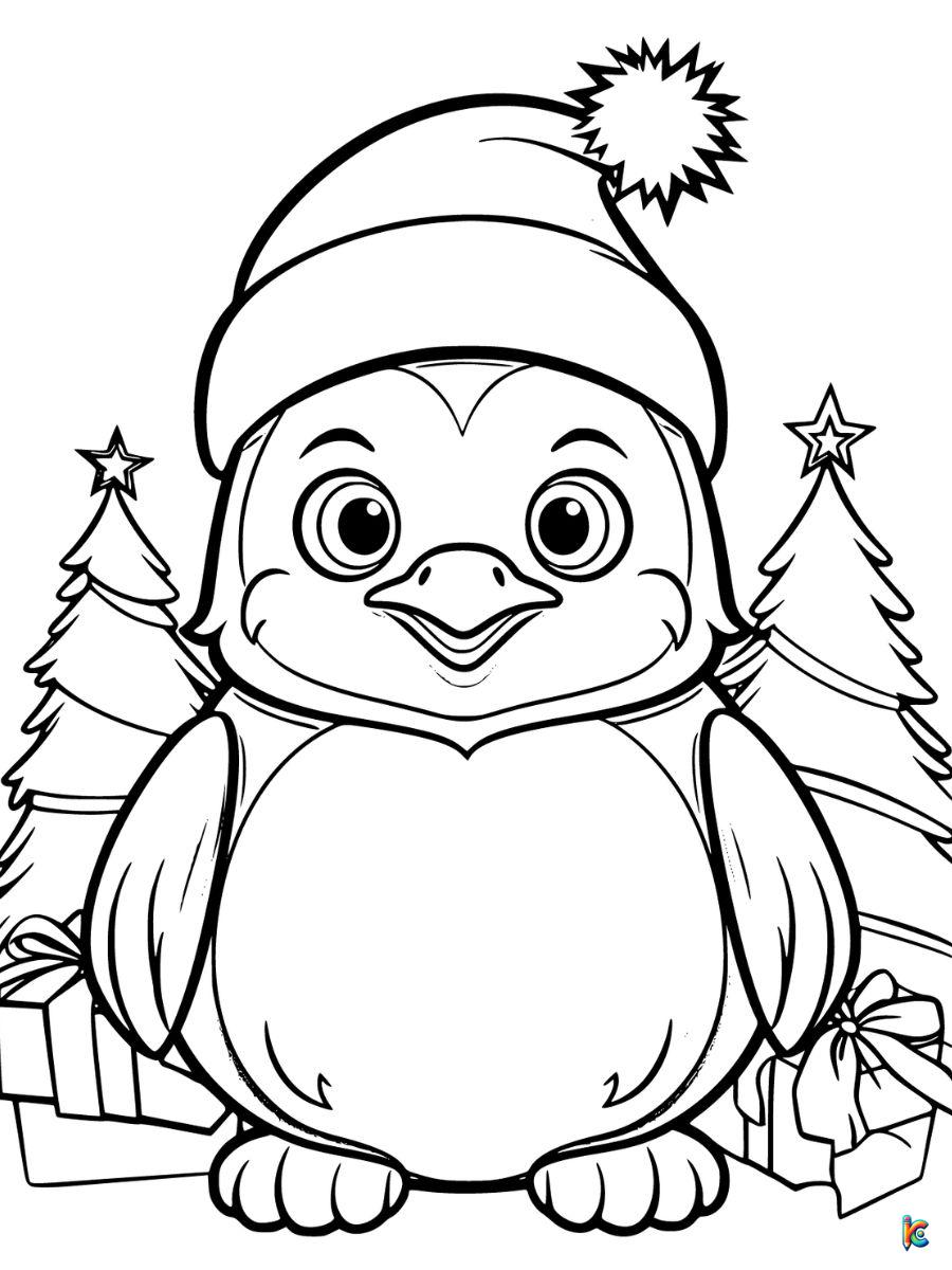 christmas penguin coloring page
