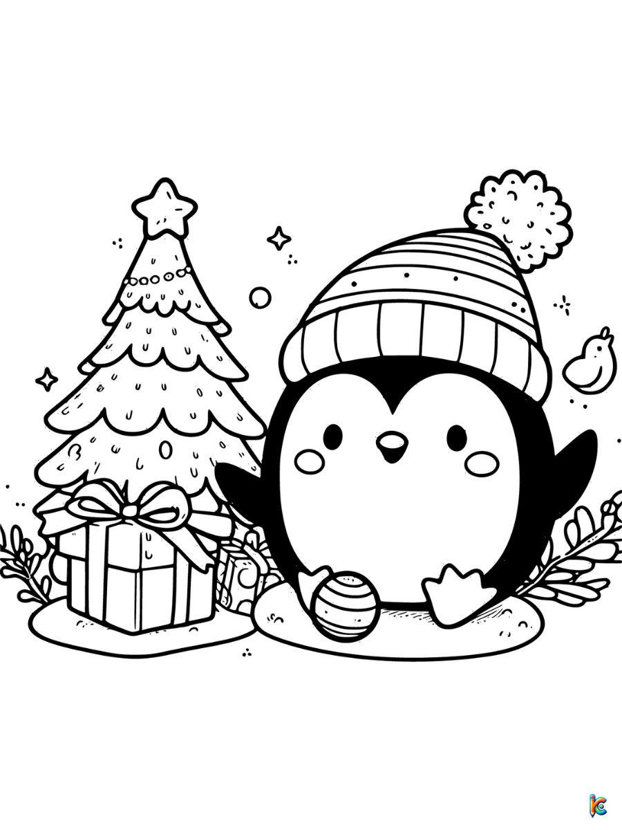 christmas penguin coloring pages printable