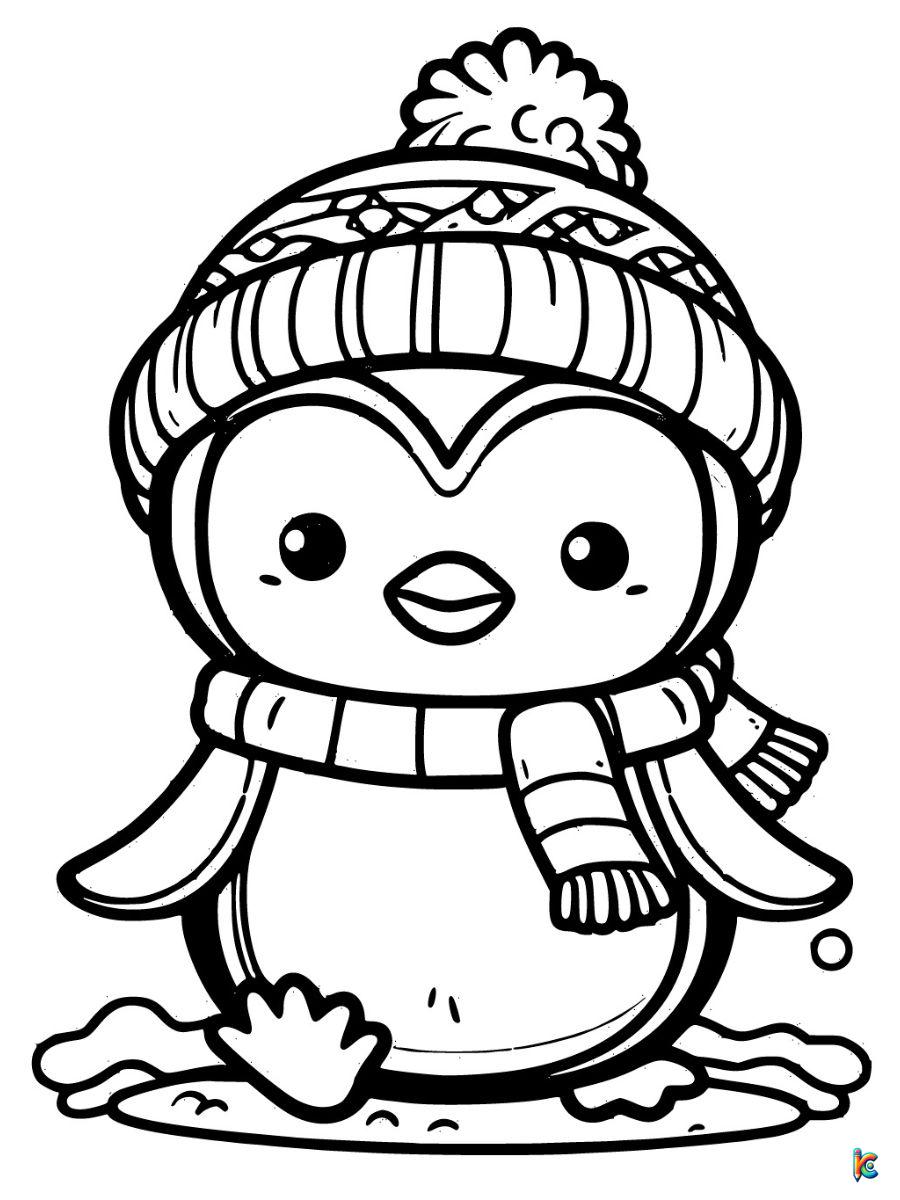 christmas penguins coloring pages