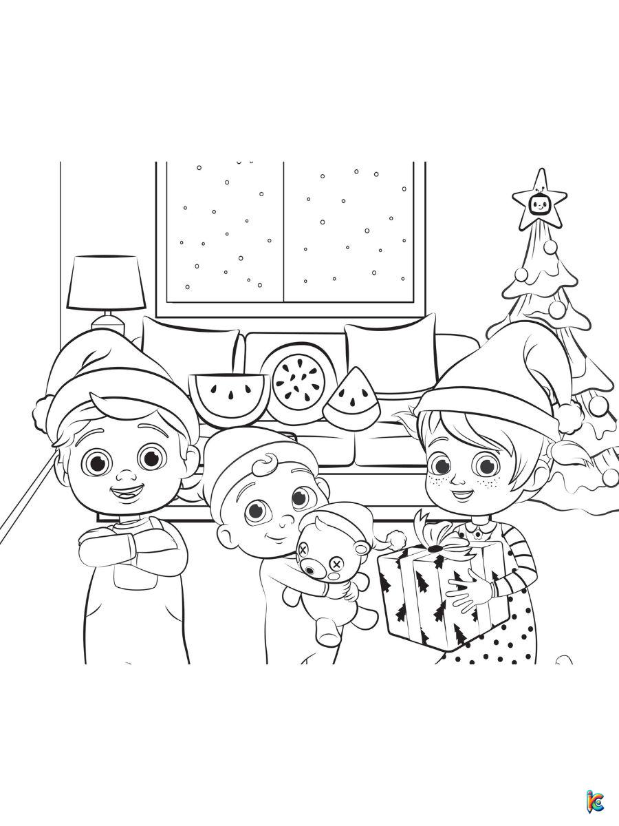 cocomelon coloring pages christmas