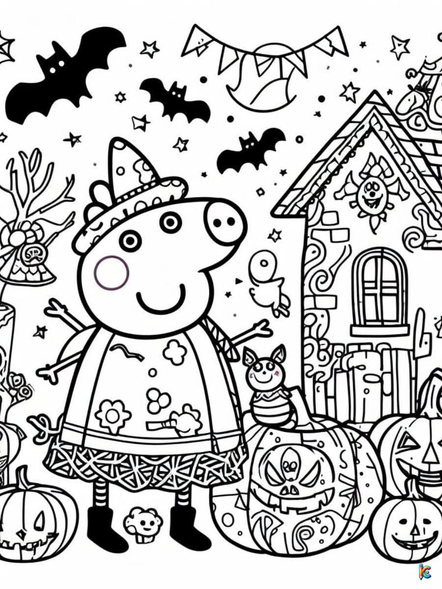 coloring book pages halloween peppa pig