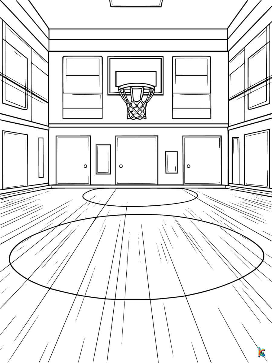 coloring page basketball court