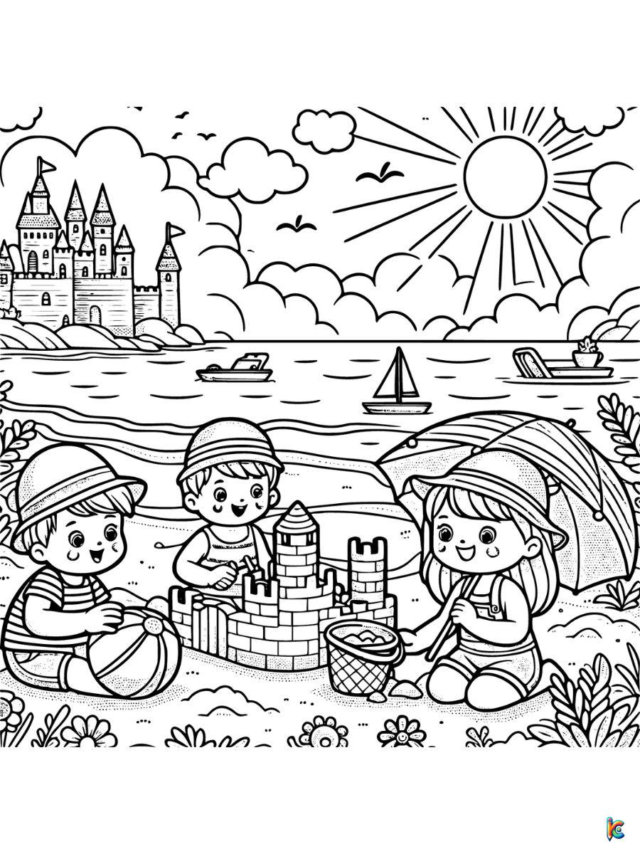 coloring page beach
