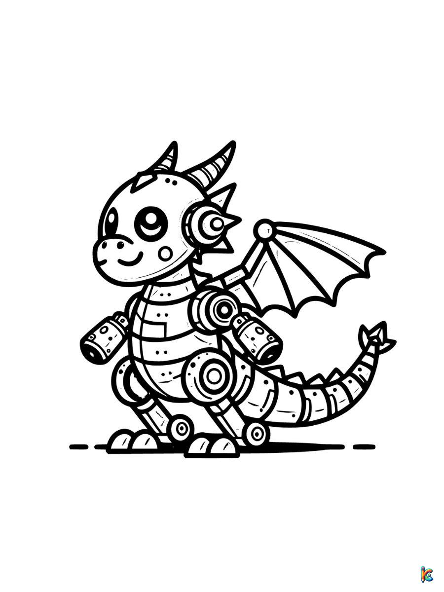 coloring page cartoon robot dragon