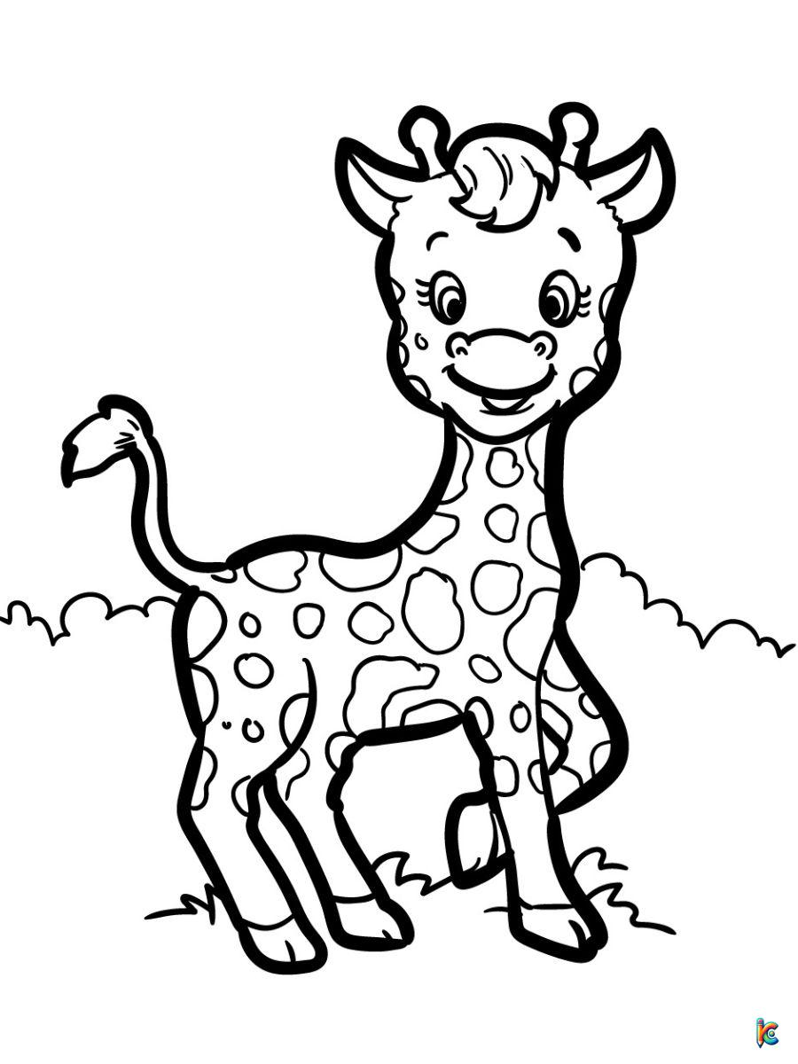 coloring page cute giraffe