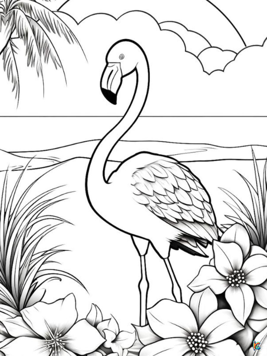 coloring page flamingo