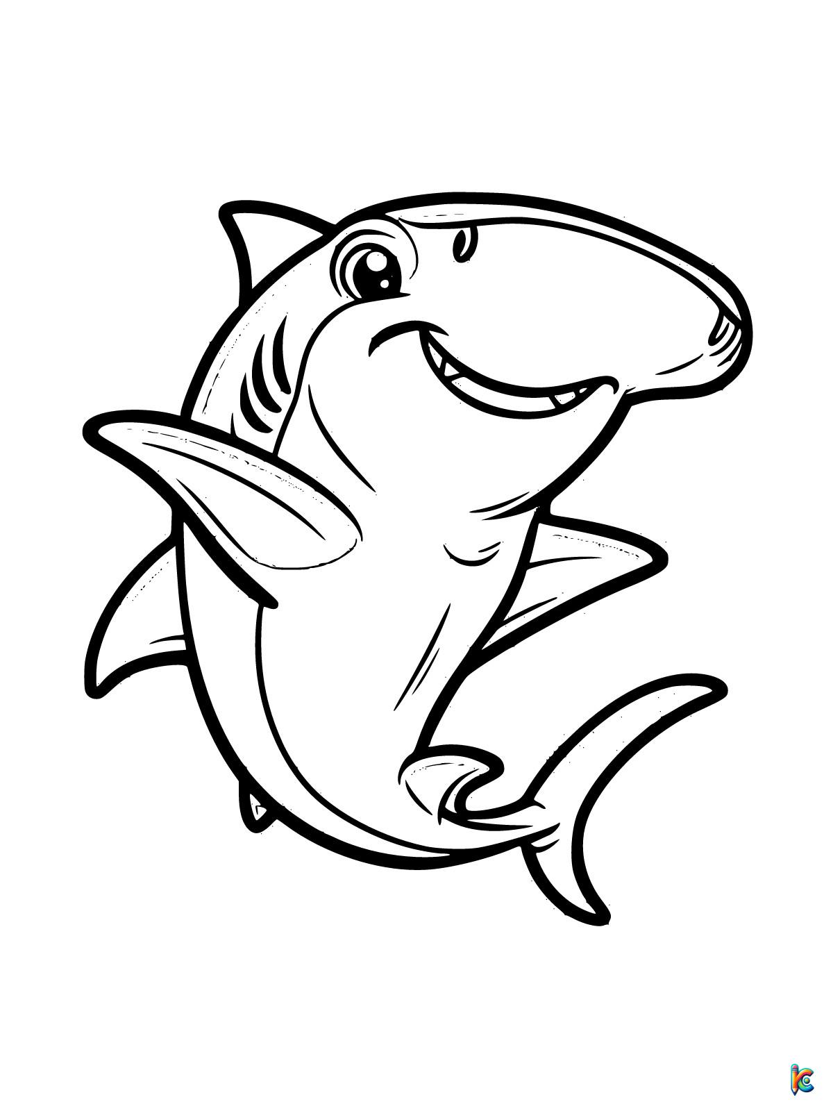 coloring page hammerhead shark