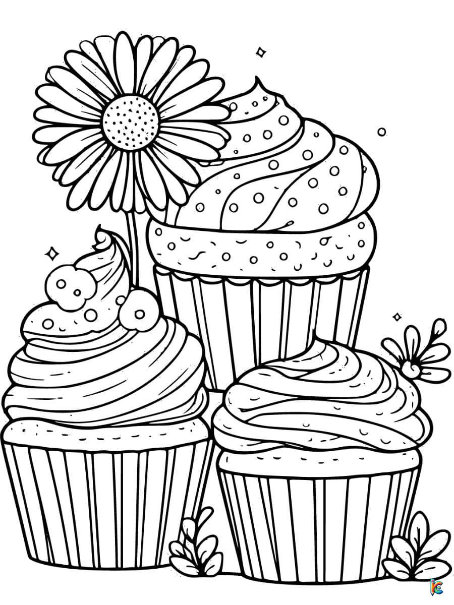 coloring page of a cupcake