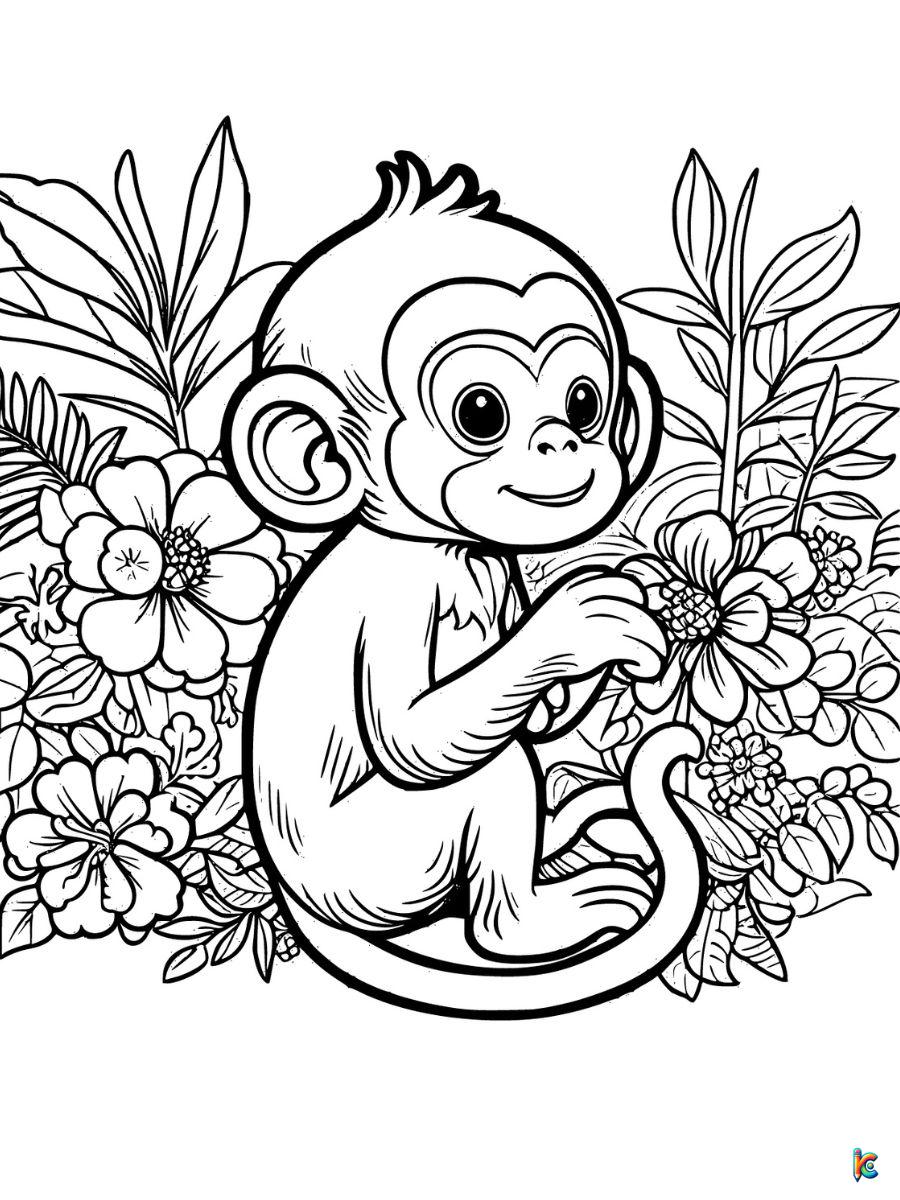 coloring page of a monkey