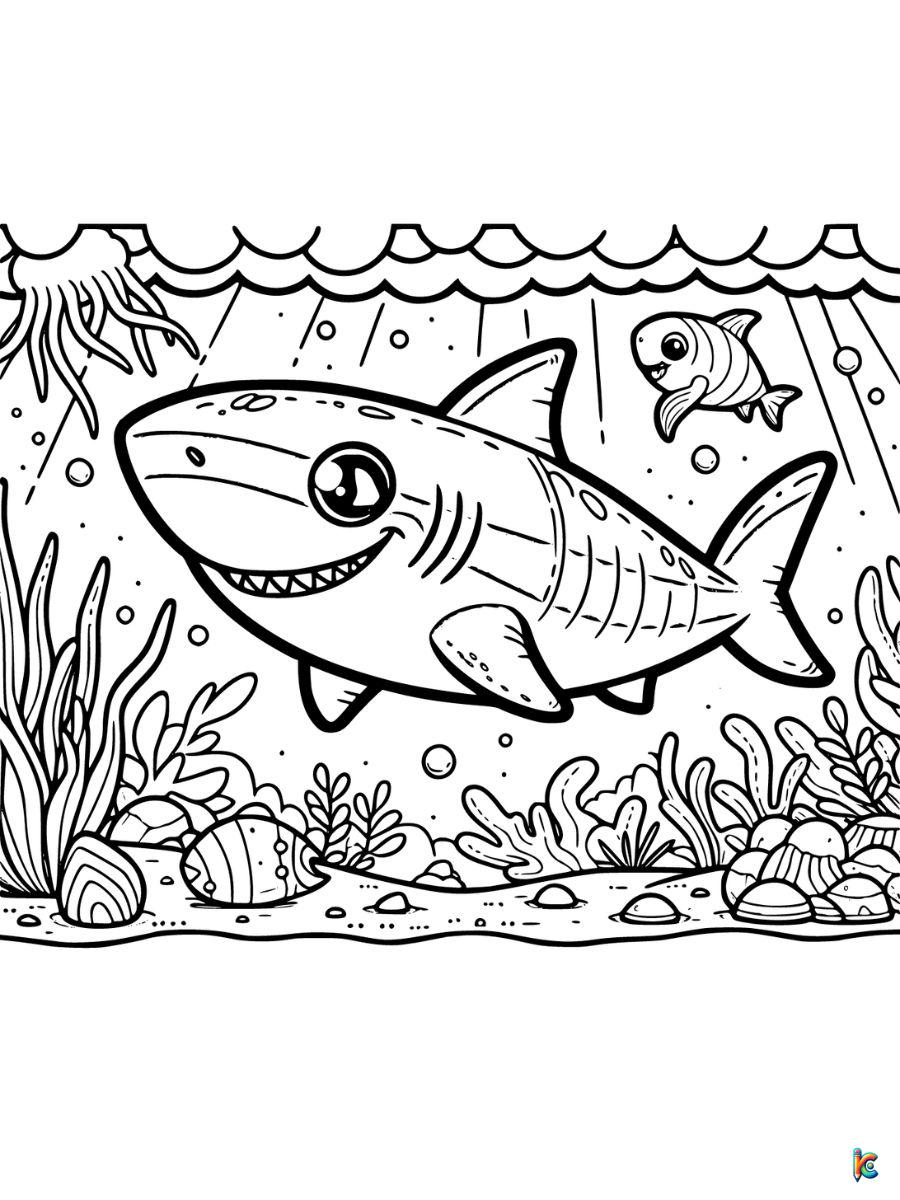 coloring pages easy shark