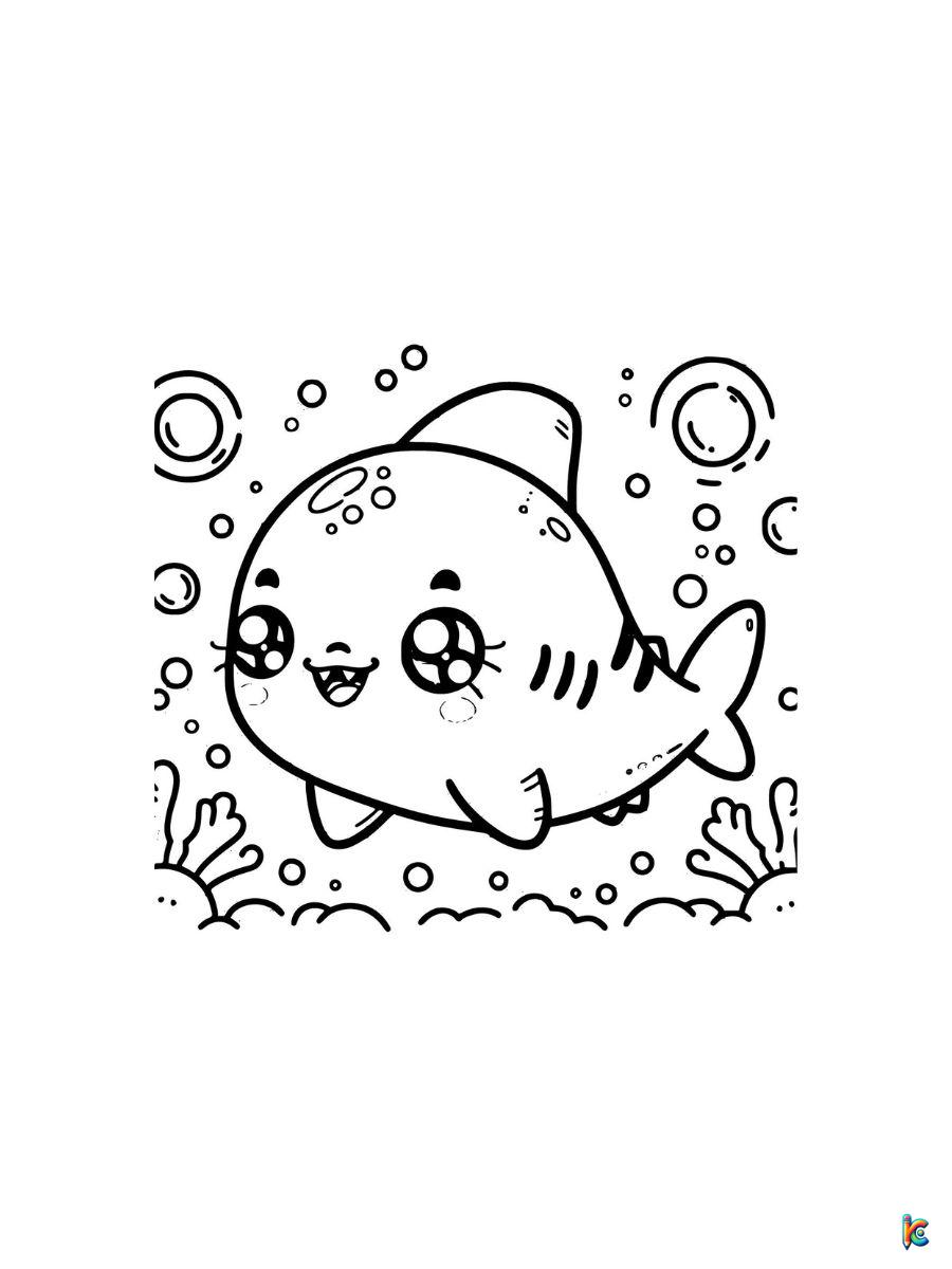 coloring pages for cute shark