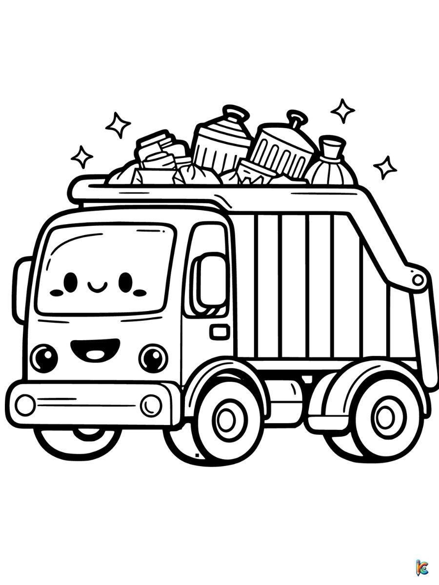 coloring pages kids trash truck