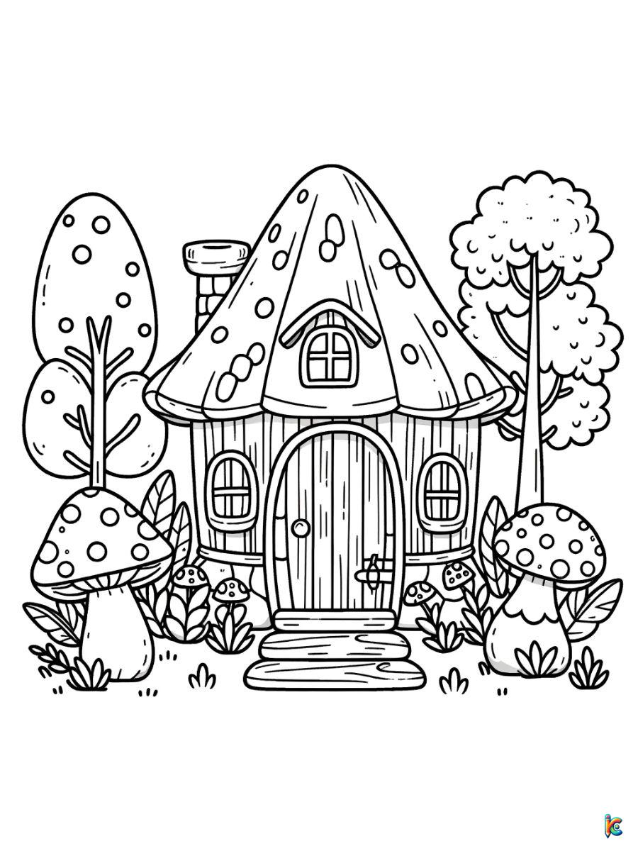 coloring pages mushroom house