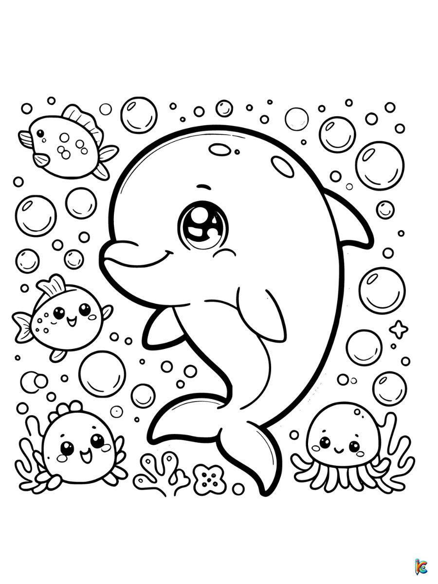 coloring pages of cute dolphin