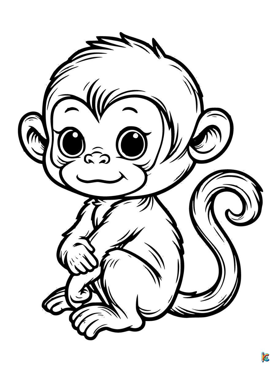 coloring pages of cute monkey