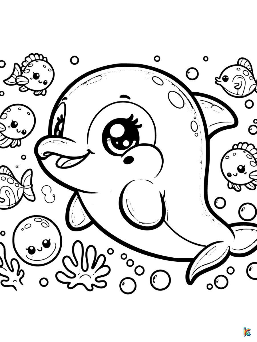 coloring pages of dolphin cute