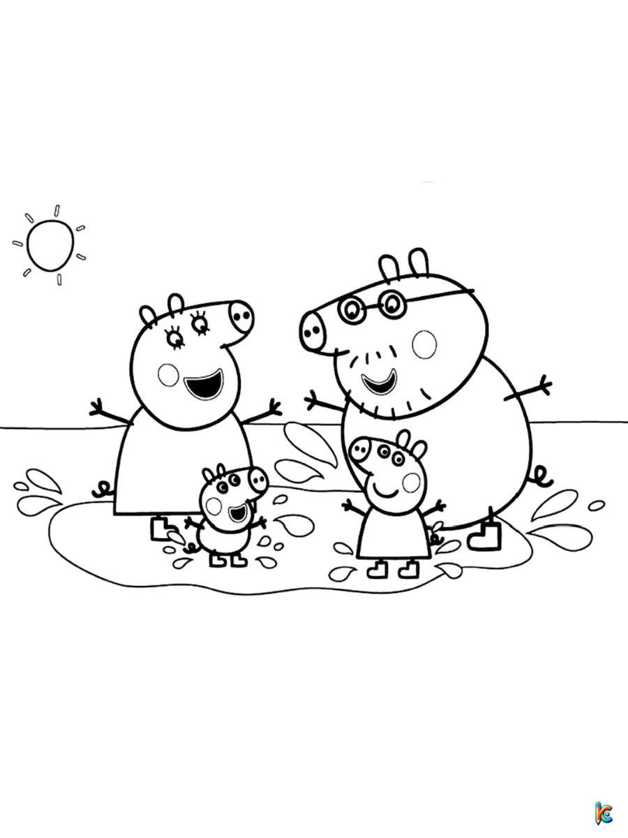 coloring pages peppa pig and family