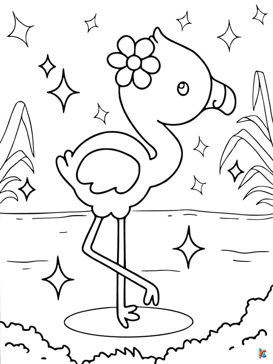 cute animal coloring pages flamingo