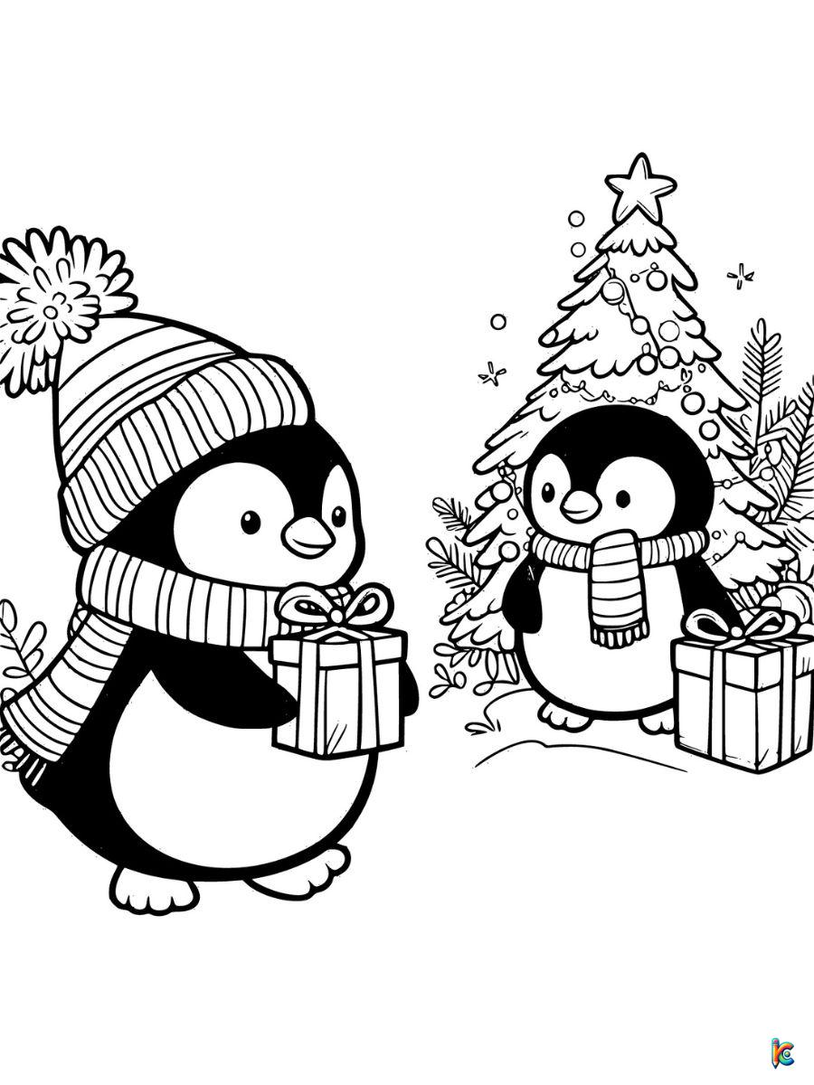 cute christmas penguin coloring pages