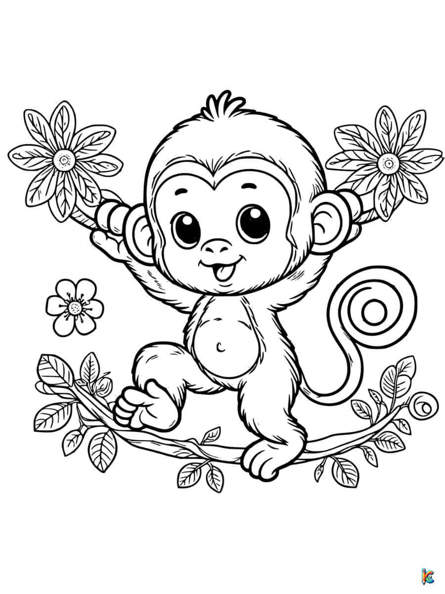 cute coloring pages of monkeys