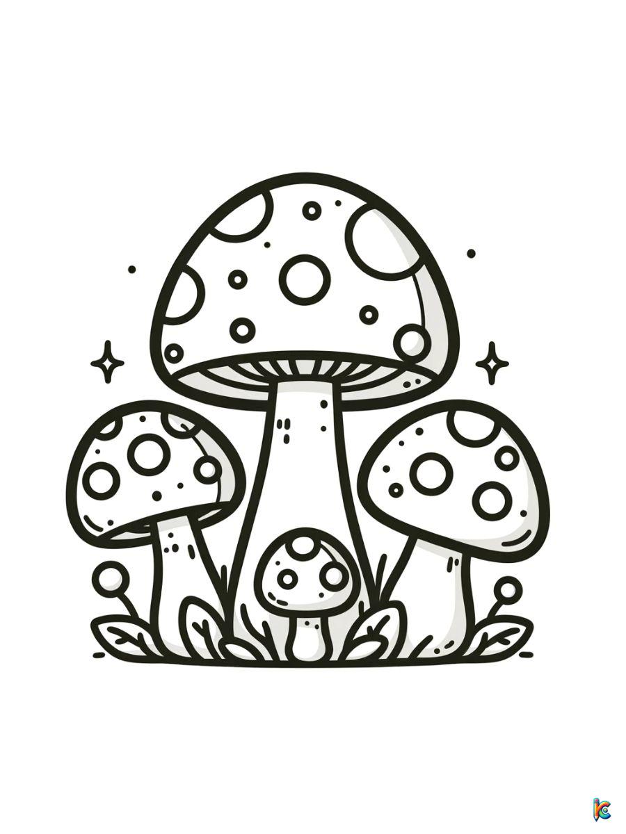 cute mushroom coloring page