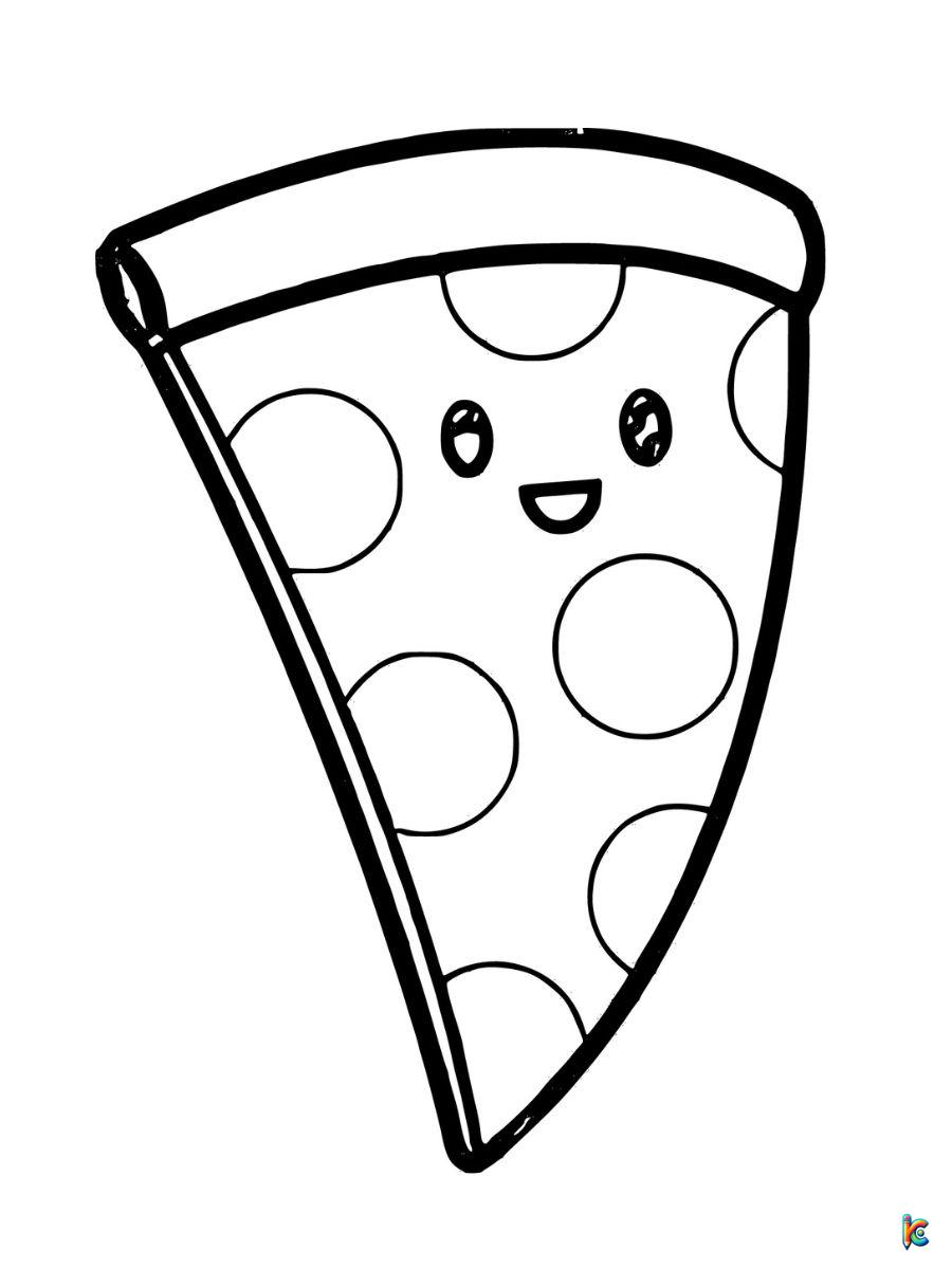 cute pizza coloring page