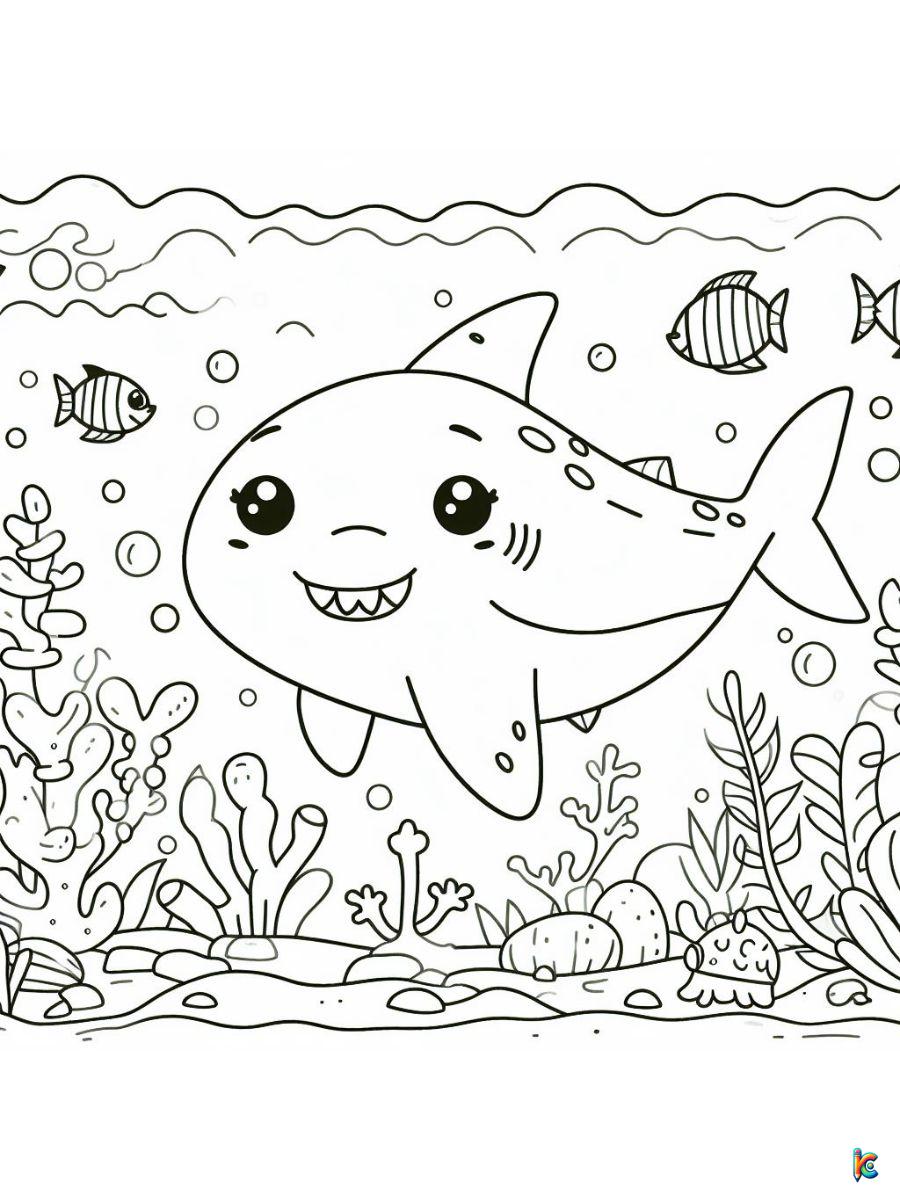 cute shark coloring page