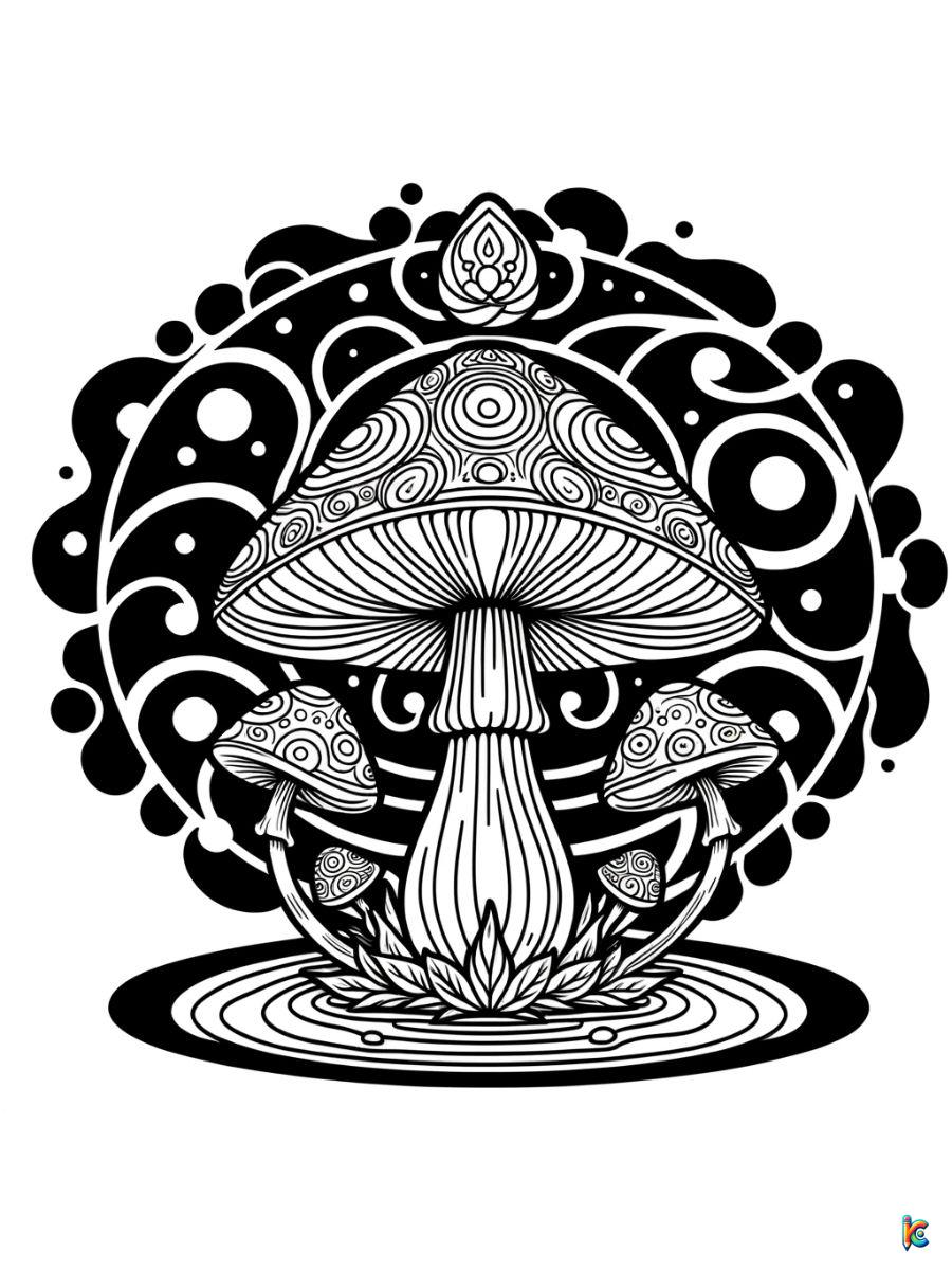 easy trippy mushroom coloring pages