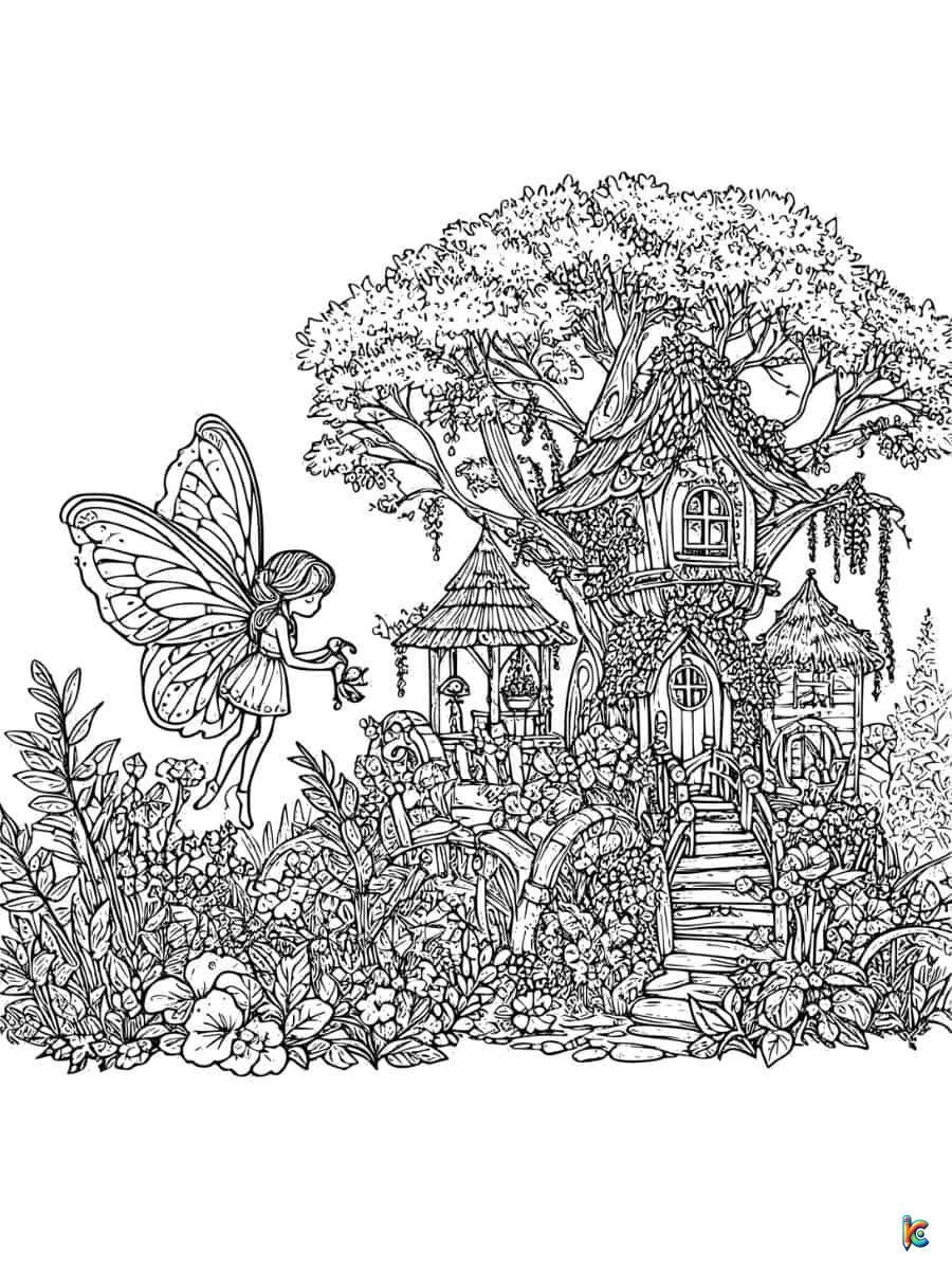 fairy garden coloring page