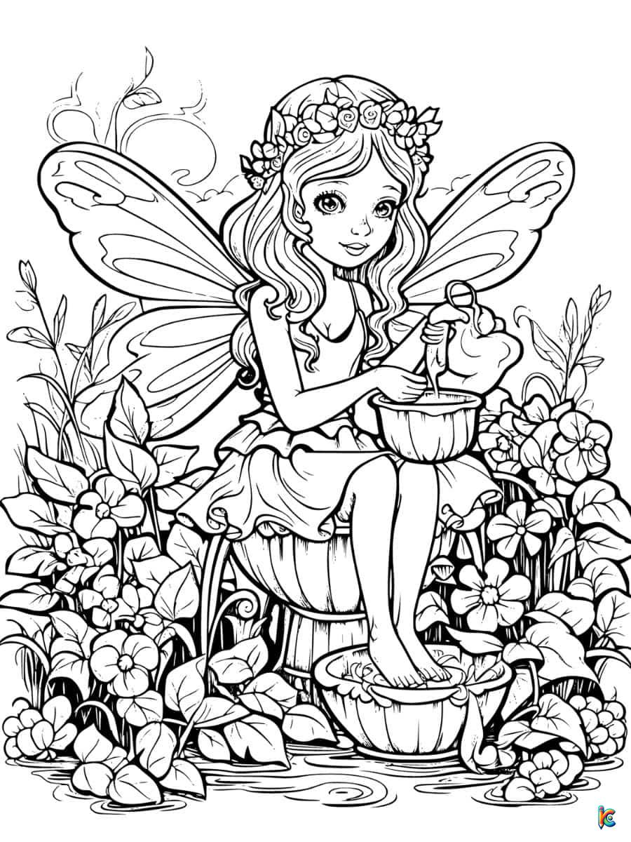 fairy garden coloring pages for adults