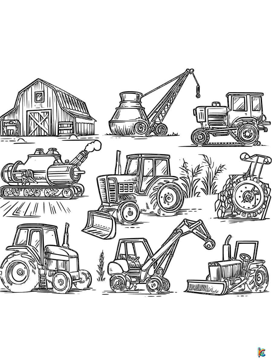 farm equipment color pages