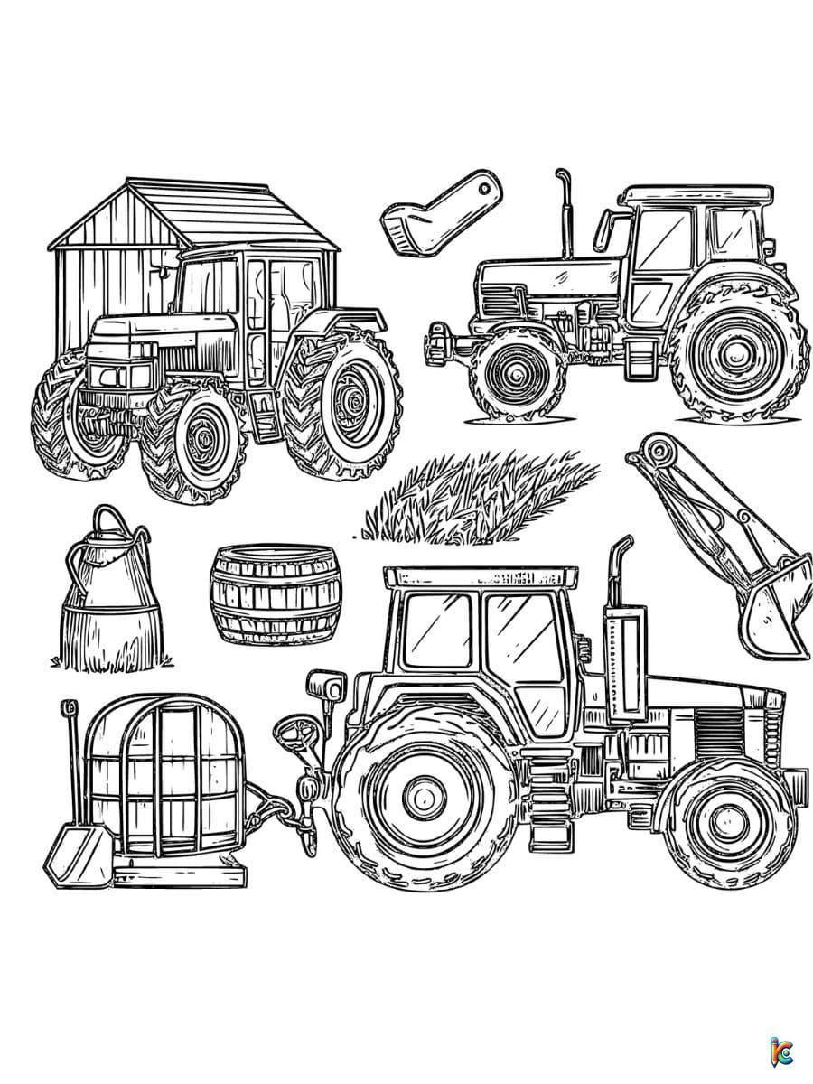 farm equipment combine coloring page