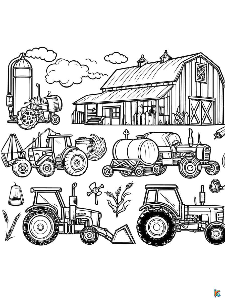 farming equipment coloring pages