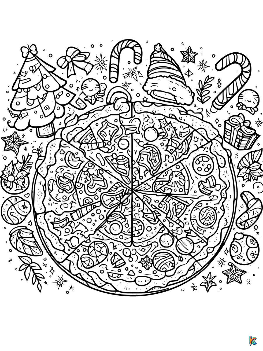 free christmas pizza coloring page