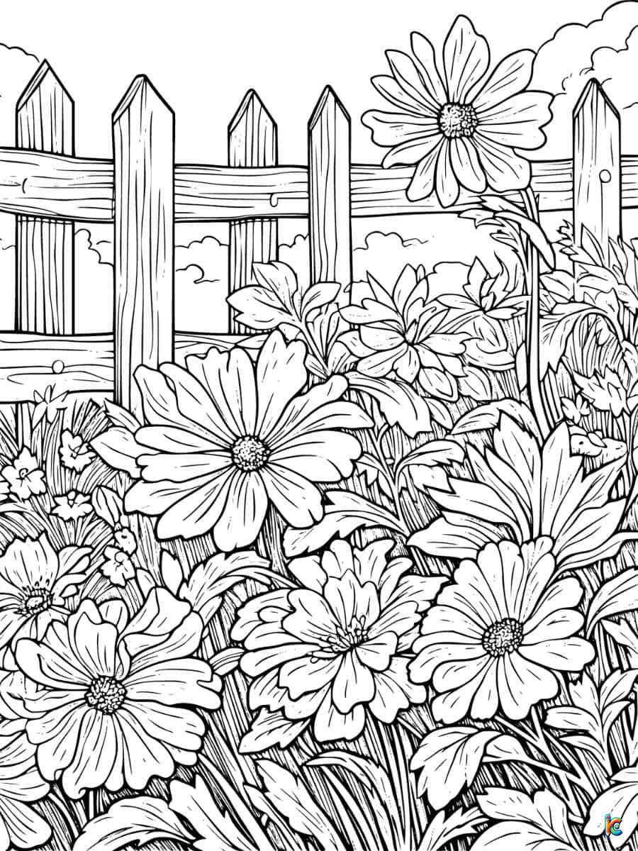 free printable flower garden coloring pages